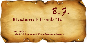Blauhorn Filoméla névjegykártya