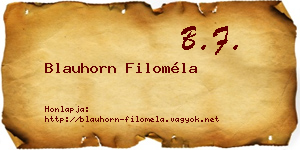 Blauhorn Filoméla névjegykártya